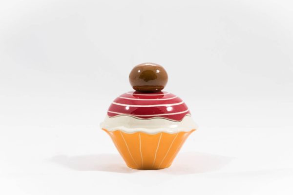 Boîte cupcake Jaune à couvercle Rouge