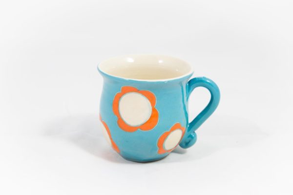 Tasse Bleue à fleurs Oranges